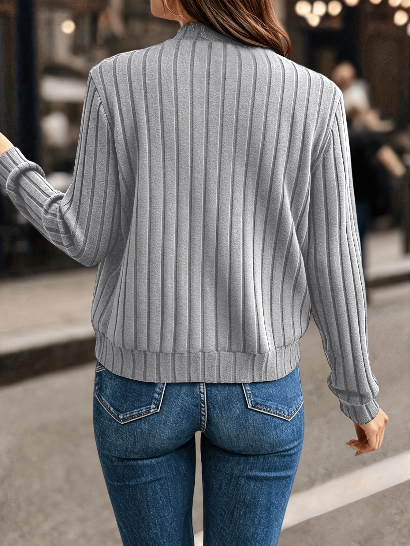 Sloane Ingersoll | Black Ribbed Zip-Up Knit Jacket For Women