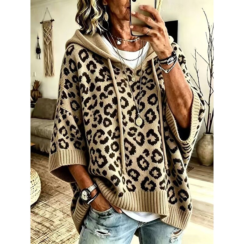 Rosalind Ferreira | Leopard Print Hooded Sweater For Women