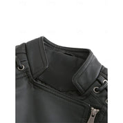 Genevra Sartori | Moto Leather Jacket With Lace-Up Shoulder Detail For Women