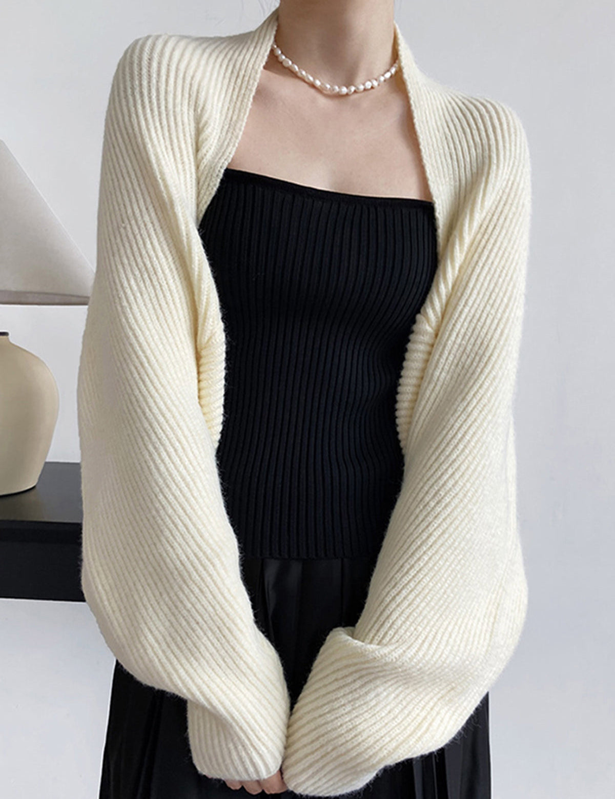Céleste Wyndham | Solid Open-Front Shrug Sweater For Women