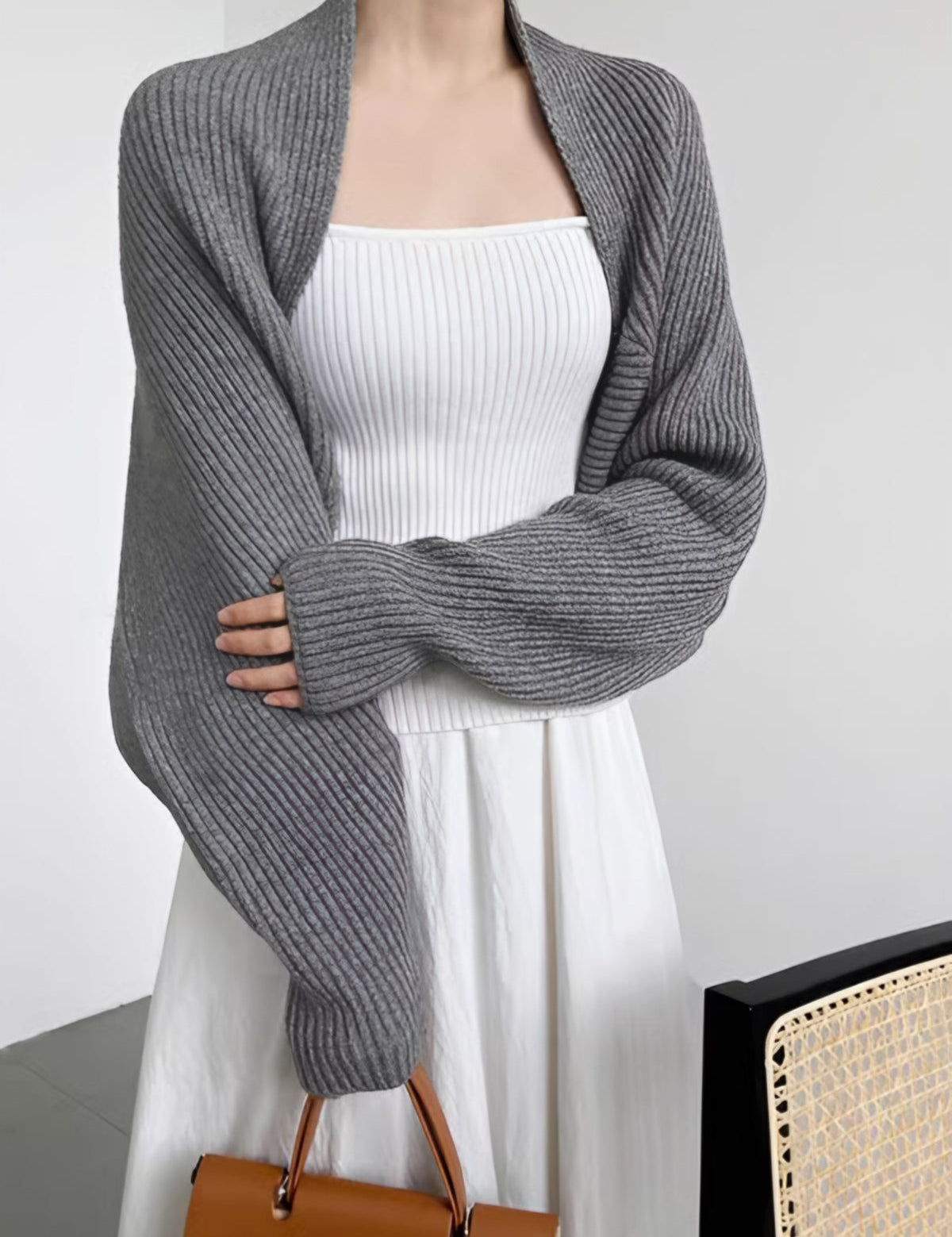Céleste Wyndham | Solid Open-Front Shrug Sweater For Women