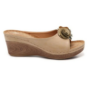 Arabella Fontcroix | Floral Wedge Slide Sandals For Women