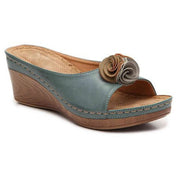 Arabella Fontcroix | Floral Wedge Slide Sandals For Women