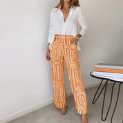 Genevieve Ashcombe | Wide-Leg Trouser Set With Geometric Print For Women