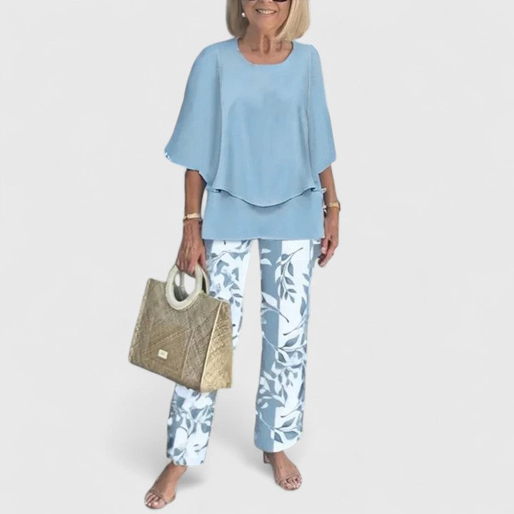 Constance Ellwood | Sage Green Floral Print Two-Piece Set