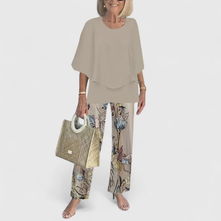 Constance Ellwood | Sage Green Floral Print Two-Piece Set