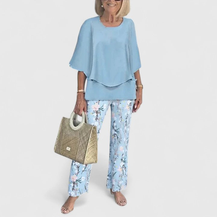 Constance Ellwood | Sage Green Floral Print Two-Piece Set