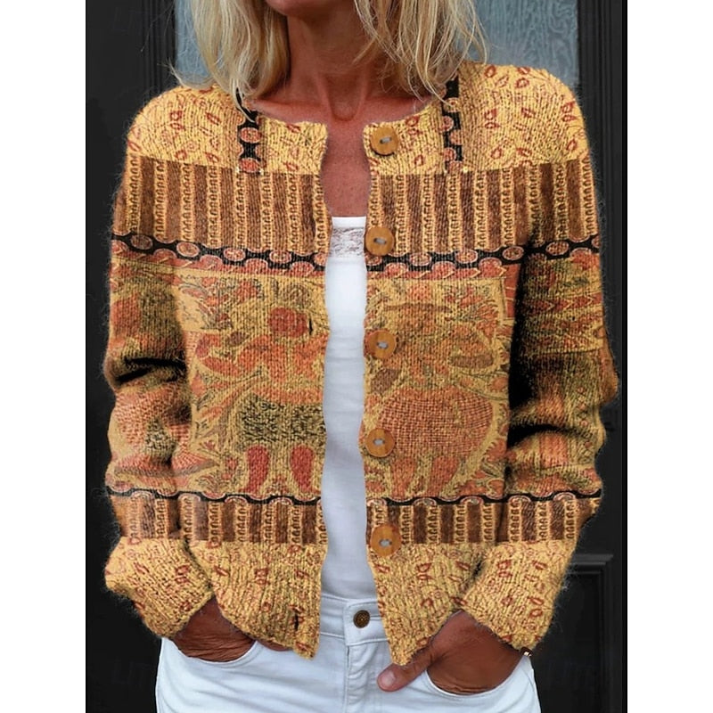 Renata Chastain | Botanical Print Cardigan With Button Front