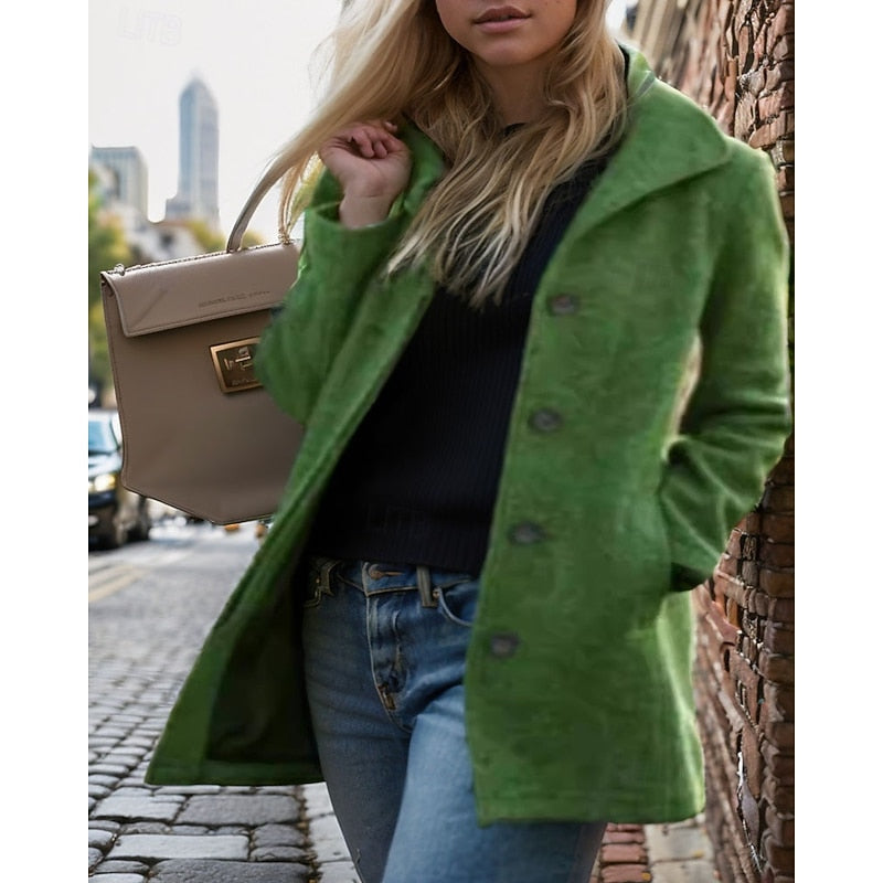 Margaux Delacroix | Turndown Collar Wool-Blend Coat For Women