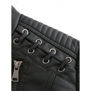 Genevra Sartori | Moto Leather Jacket With Lace-Up Shoulder Detail For Women