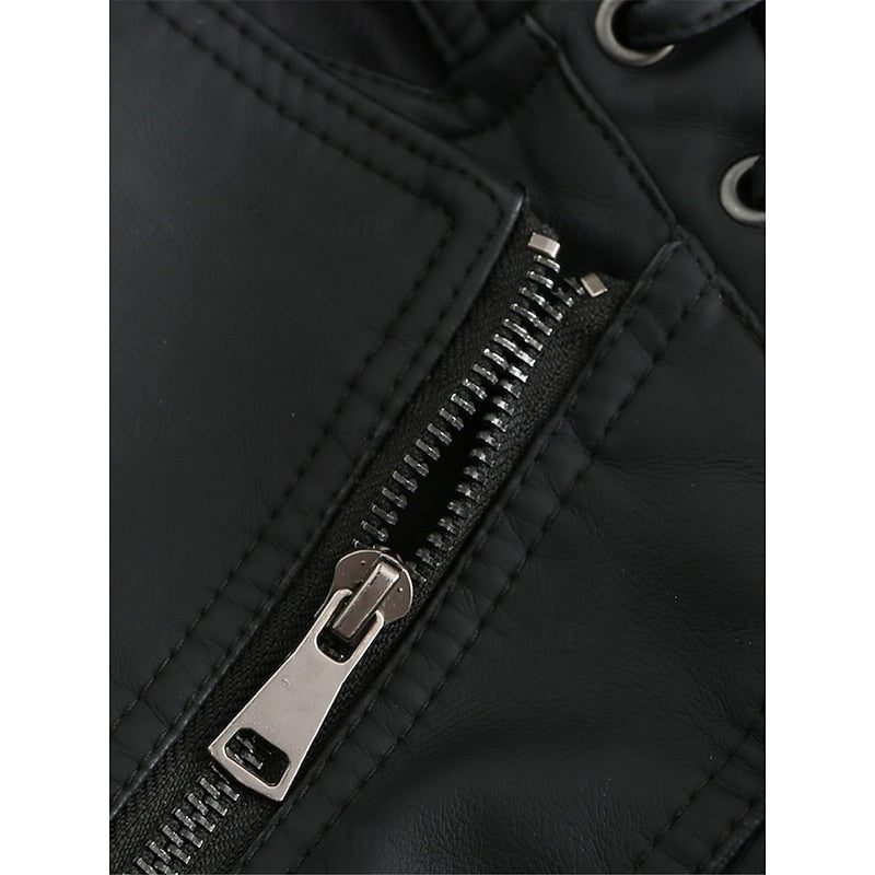 Genevra Sartori | Moto Leather Jacket With Lace-Up Shoulder Detail For Women