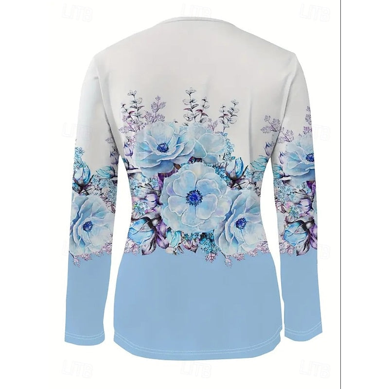 Isadora Fontanel | Floral Quarter-Zip Long Sleeve Top For Women