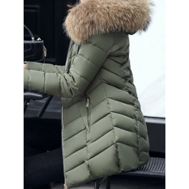 Isadora Whitcombe | Quilted Parka With Faux Fur Hood For Women