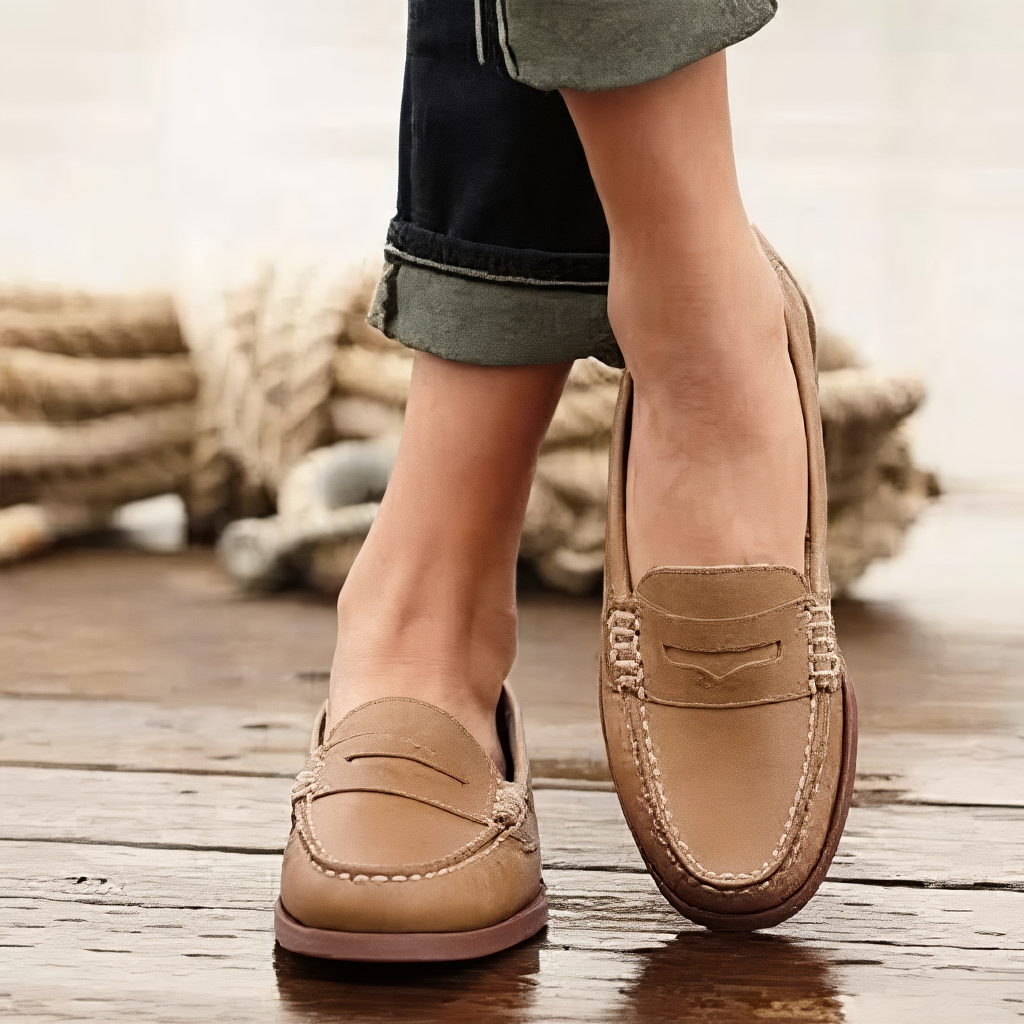 Harriet Dunmore | Women's Orthopedic Penny Loafers in Tan Leather