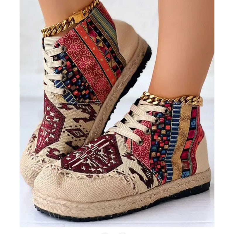 Nathalie Prewitt | Woven Boho High-Top Sneakers For Women