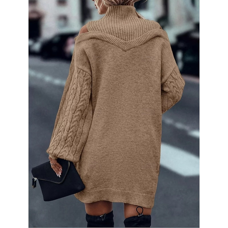 Josette Villard | Cold-Shoulder Turtleneck Sweater Dress For Women