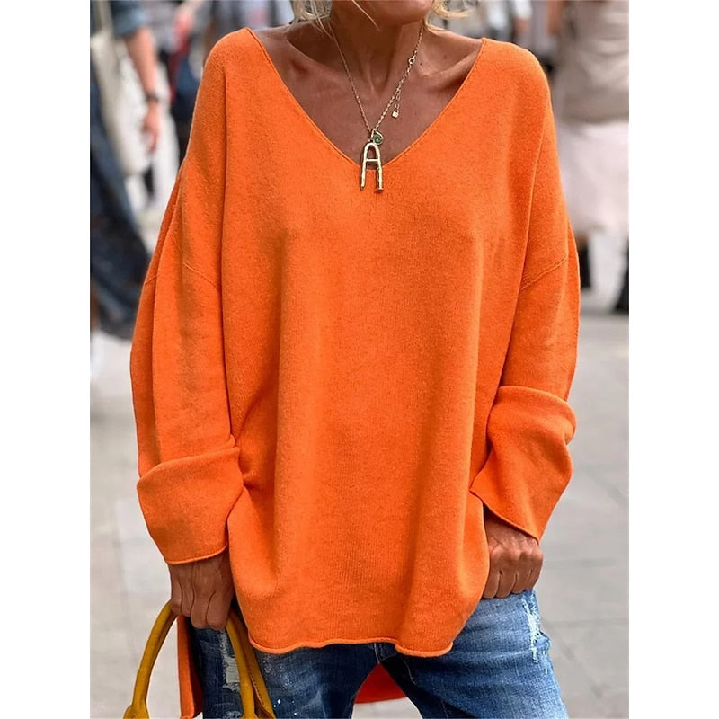Francesca Moretti | Relaxed V-Neck Pullover For Women