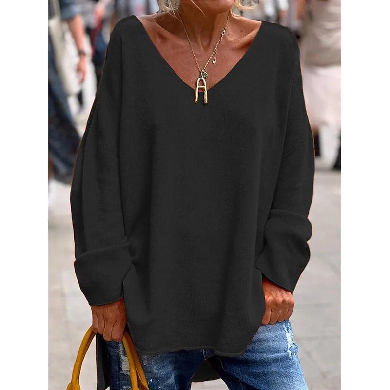 Francesca Moretti | Relaxed V-Neck Pullover For Women