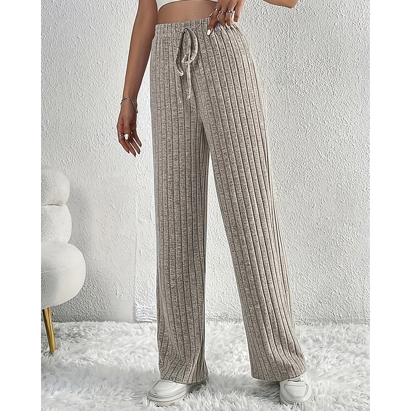 Odile Fournier | Ribbed Wide-Leg Pants With Drawstring Waist For Women
