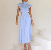 Coralie Whitmore | Green Cut-Out Midi Dress with Mock Neck