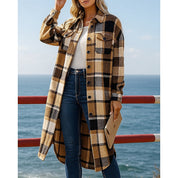 Natalie Hargrove | Longline Plaid Shacket Coat For Women