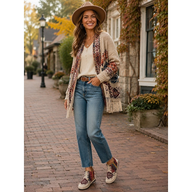 Nathalie Prewitt | Woven Boho High-Top Sneakers For Women
