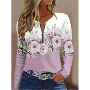 Isadora Fontanel | Floral Quarter-Zip Long Sleeve Top For Women