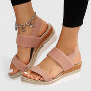 Vivienne Caldecrost | Black Espadrille Wedge Orthopedic Sandals