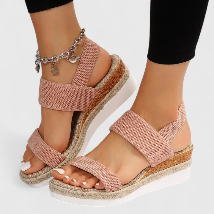 Vivienne Caldecrost | Black Espadrille Wedge Orthopedic Sandals