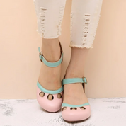 Evangeline Sorel | Green Orthopedic Low-Heeled Sandals for Women