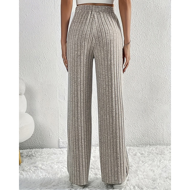 Odile Fournier | Ribbed Wide-Leg Pants With Drawstring Waist For Women