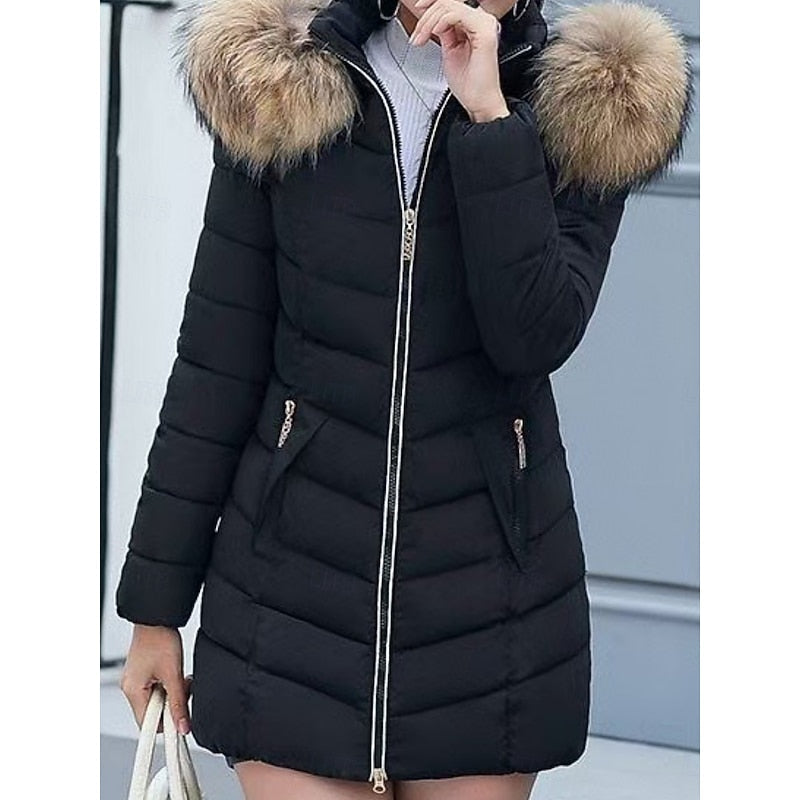 Isadora Whitcombe | Quilted Parka With Faux Fur Hood For Women
