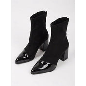 Fleur Renaudin | Suede Ankle Boots With Patent Cap Toe