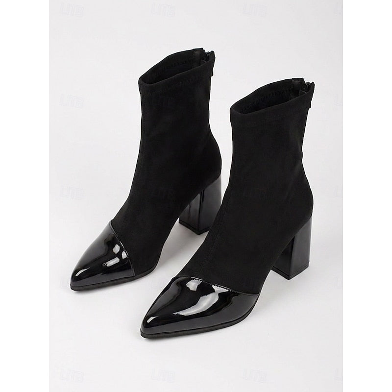 Fleur Renaudin | Suede Ankle Boots With Patent Cap Toe
