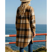 Natalie Hargrove | Longline Plaid Shacket Coat For Women
