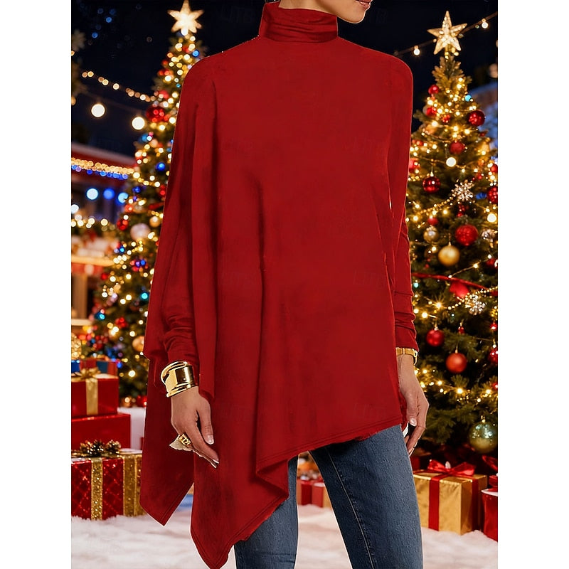 Helena Castries | Draped Asymmetrical Turtleneck Top For Women
