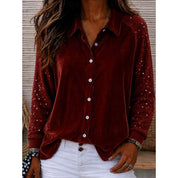 Ines Charton | Sequin Sleeve Velvet Shirt For Women