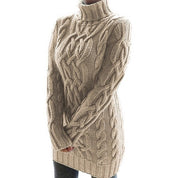 Renée Lachaise | Cable-Knit Turtleneck Mini Sweater Dress For Women