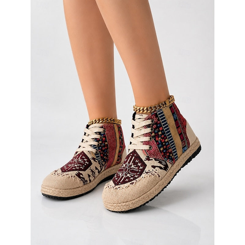 Nathalie Prewitt | Woven Boho High-Top Sneakers For Women