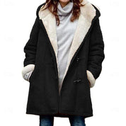Delphine Castagno | Faux Shearling Hooded Winter Coat For Women
