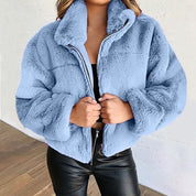 Margaux Winterhaven | Plush Cropped Zip Jacket For Women