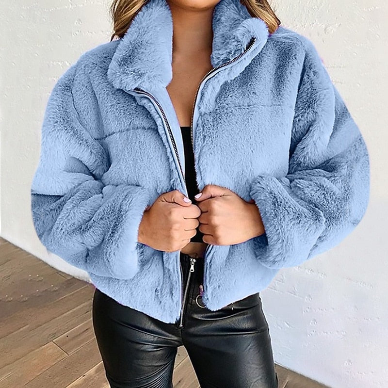 Margaux Winterhaven | Plush Cropped Zip Jacket For Women