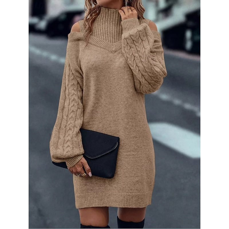 Josette Villard | Cold-Shoulder Turtleneck Sweater Dress For Women