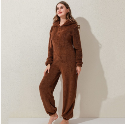 Zadie Marivaux | Bear Ear Plush Hooded Onesie For Women