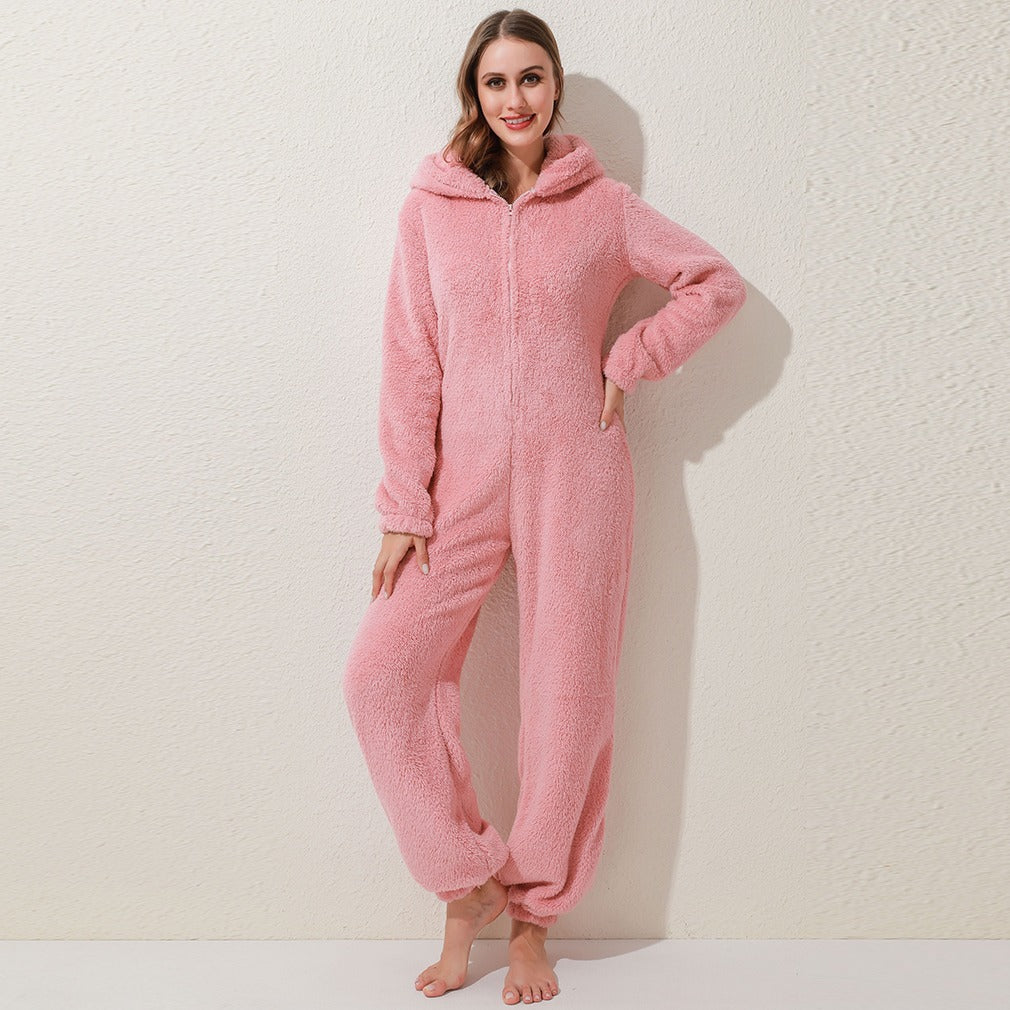Zadie Marivaux | Bear Ear Plush Hooded Onesie For Women