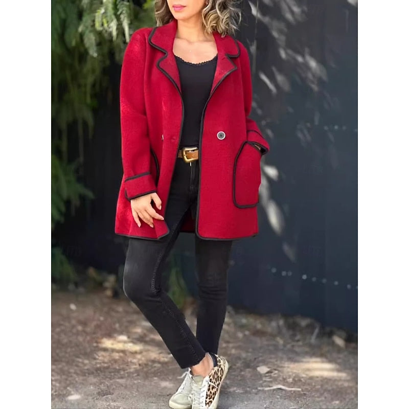Camille Ferrante | Contrast-Trim Loose Coat For Women