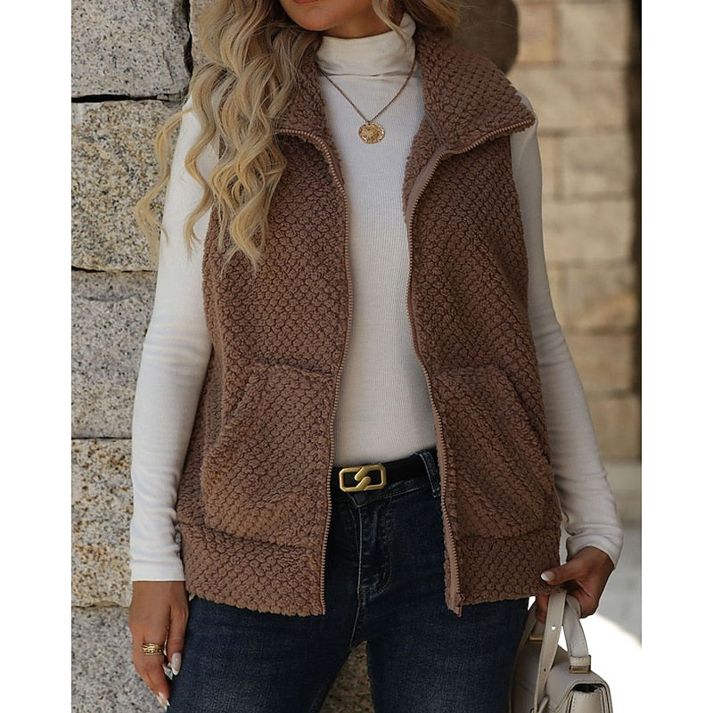 Fabiola Renwick | Textured Fleece Zip Vest For Women