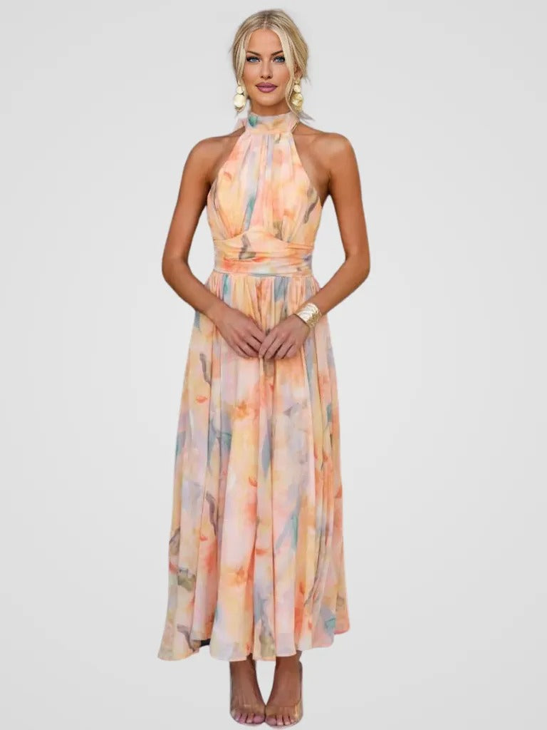 Rosanne Delcourt | Watercolor Halter Maxi Dress For Women