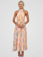 Rosanne Delcourt | Watercolor Halter Maxi Dress For Women