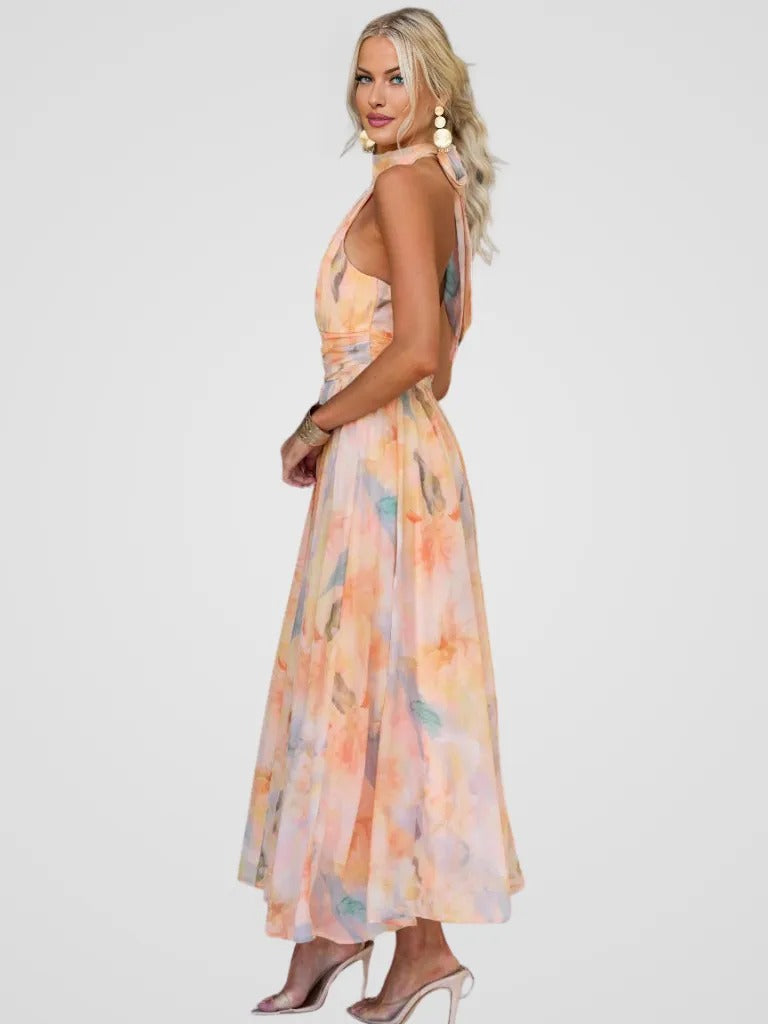 Rosanne Delcourt | Watercolor Halter Maxi Dress For Women